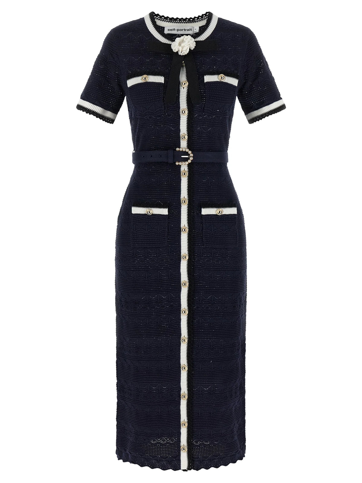 Self-Portrait Blue Cotton Midi Dress - XS