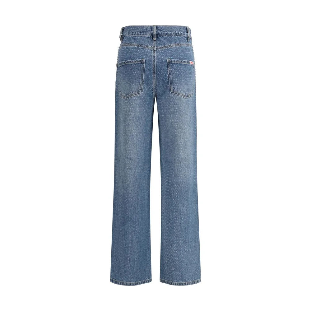 Self-Portrait Blue Cotton Straight-Leg Jeans