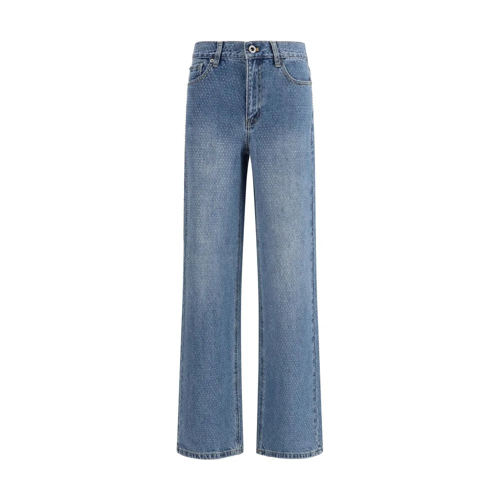 Self-Portrait Blue Cotton Straight-Leg Jeans