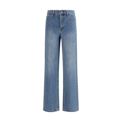 Self-Portrait Blue Cotton Straight-Leg Jeans