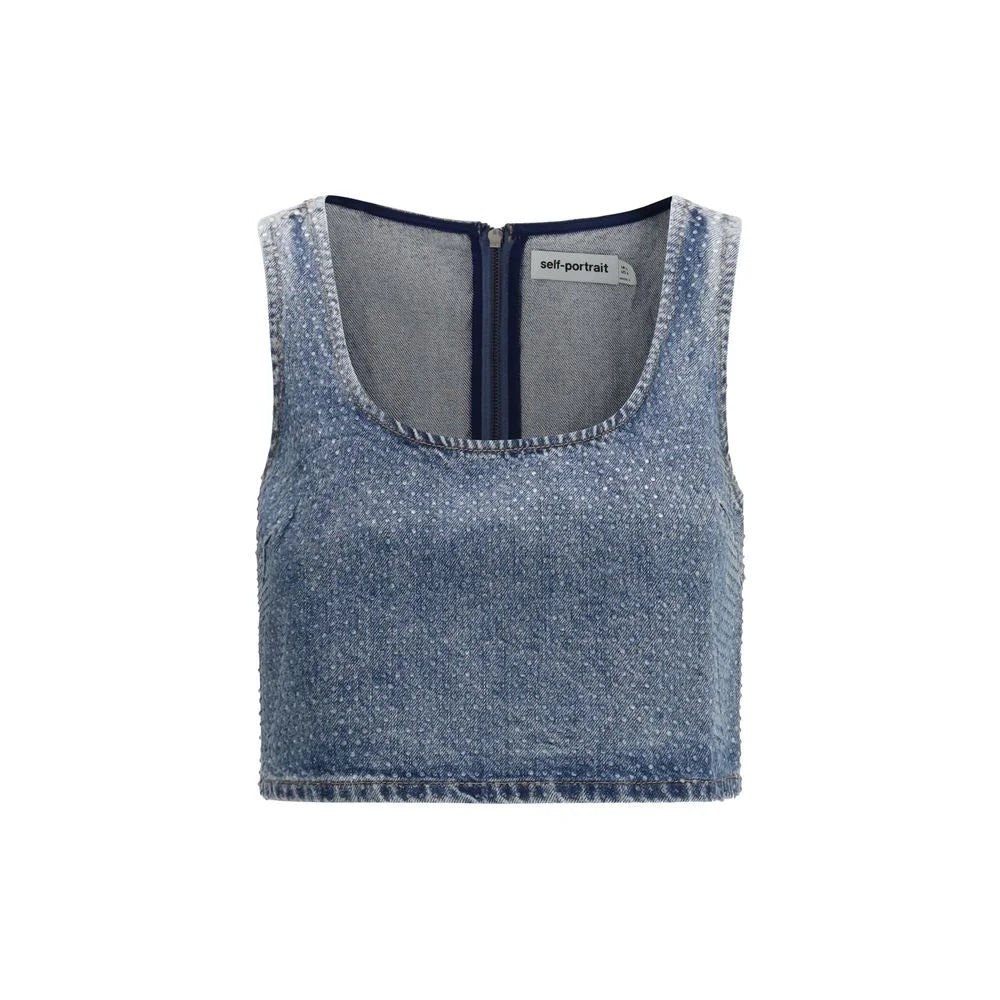 Self-Portrait Blue Cotton Top