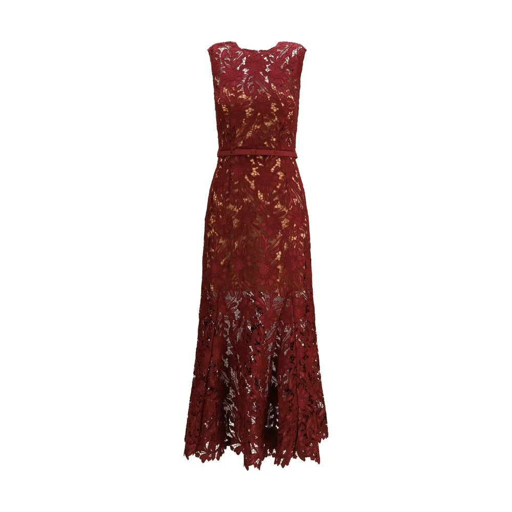 Self-Portrait Bordeaux Polyester Cocktail Dress - 10