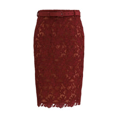 Self-Portrait Bordeaux Polyester Midi Skirt - 8
