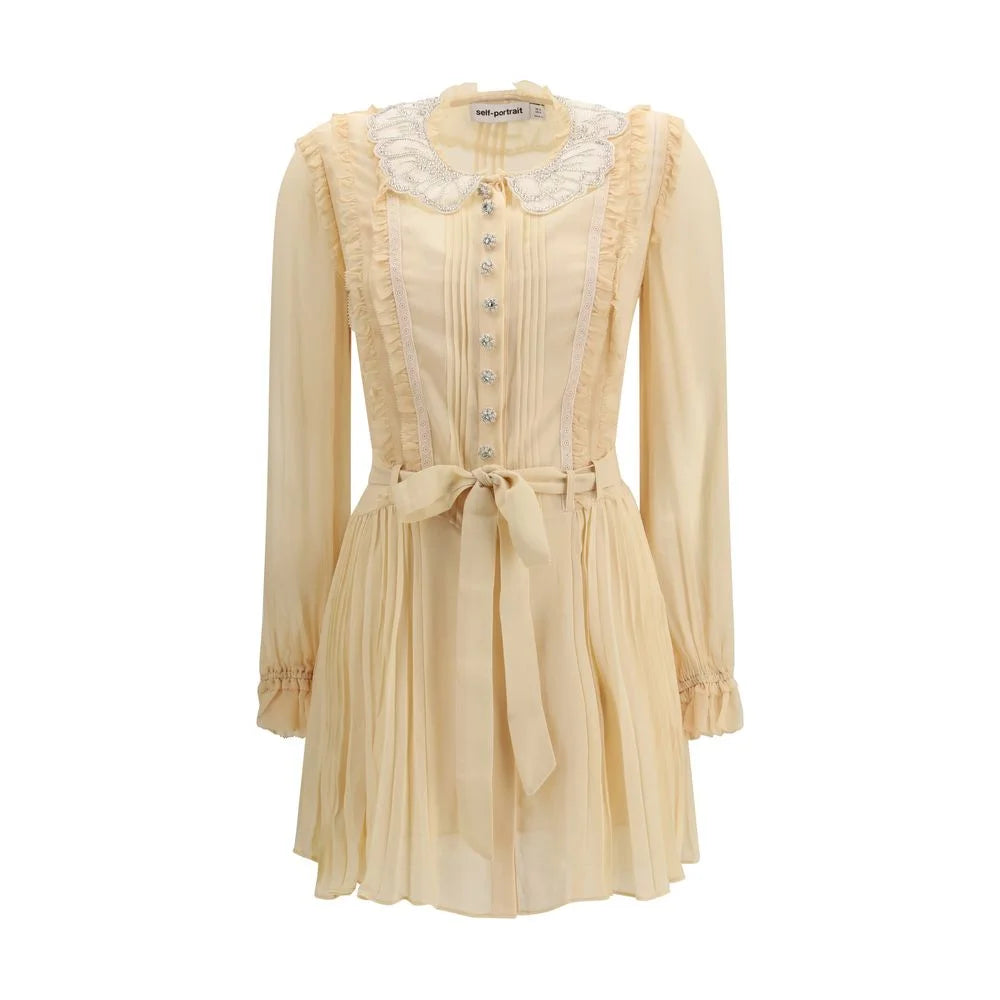 Self-Portrait Cream Viscose Casual Dress