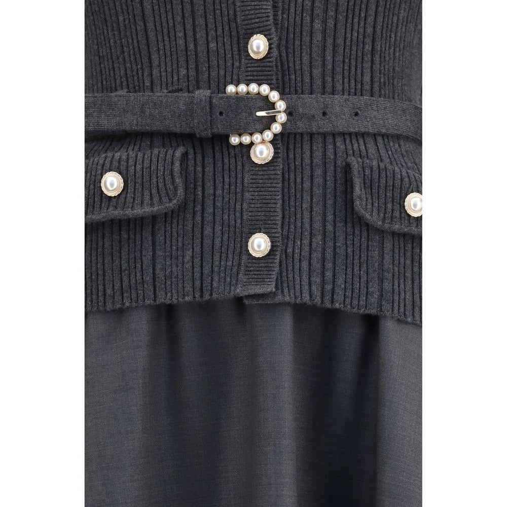 Self-Portrait Gray Polyamide Casual Dress