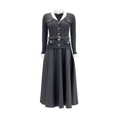 Self-Portrait Gray Polyamide Casual Dress