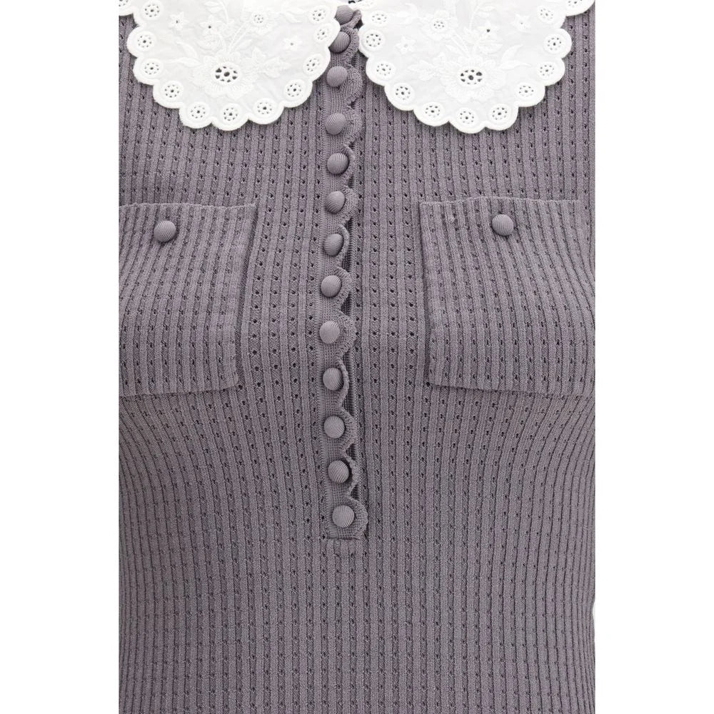 Self-Portrait Gray Viscose Shirt