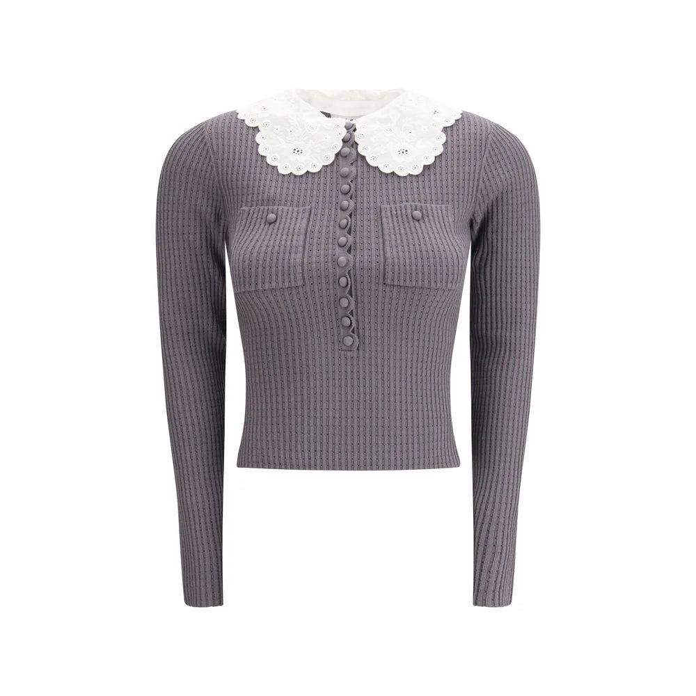 Self-Portrait Gray Viscose Shirt