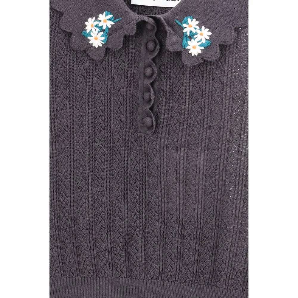 Self-Portrait Gray Wool Top