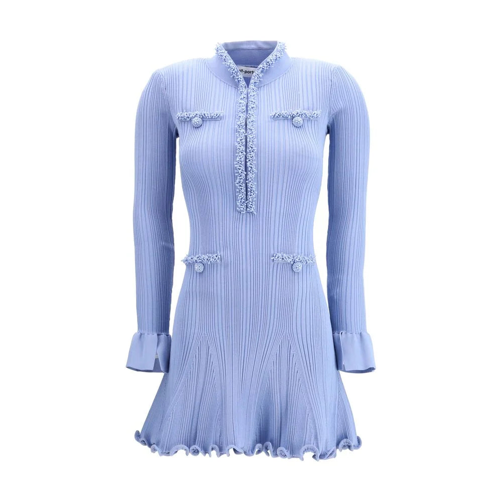 Self-Portrait Light Blue Viscose Casual Dress