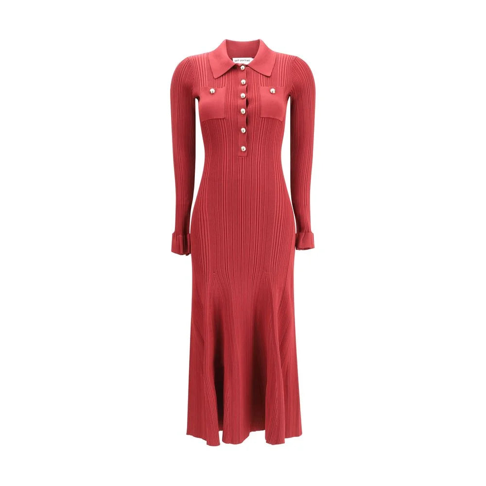 Self-Portrait Ribbed knit midi Dress - S