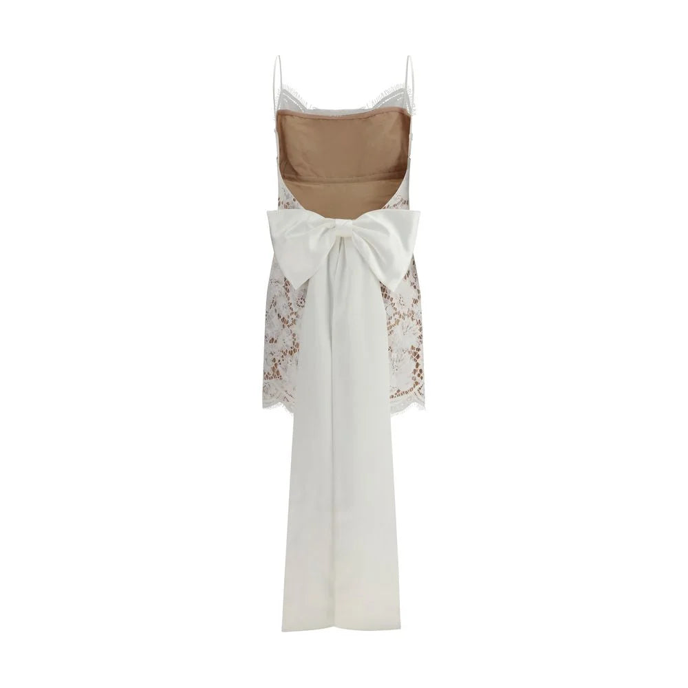 Self-Portrait Short satin Dress with lace bow