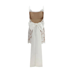 Self-Portrait Short satin Dress with lace bow