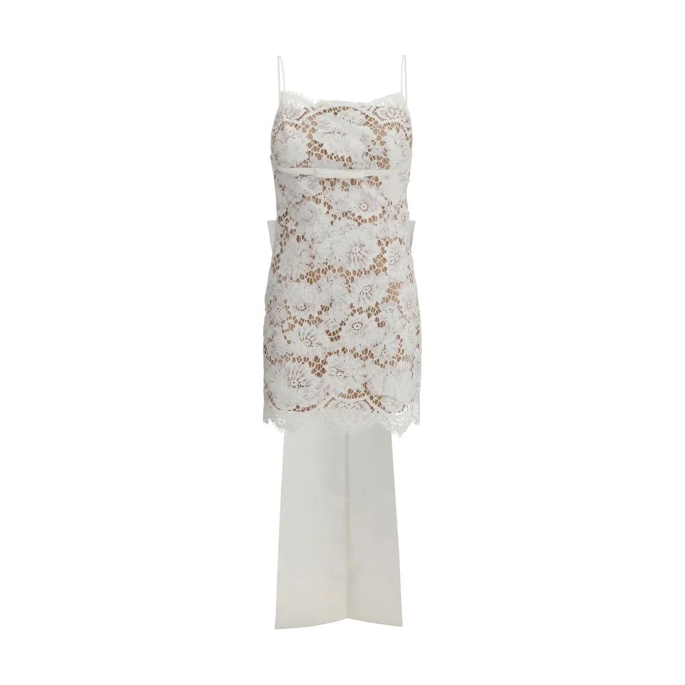 Self-Portrait Short satin Dress with lace bow - Dresses