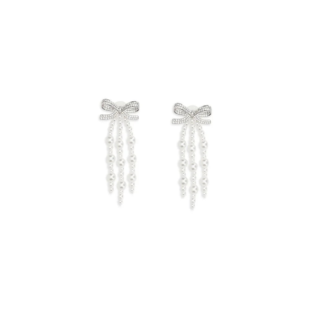 Self-Portrait White Brass Earrings - One Size