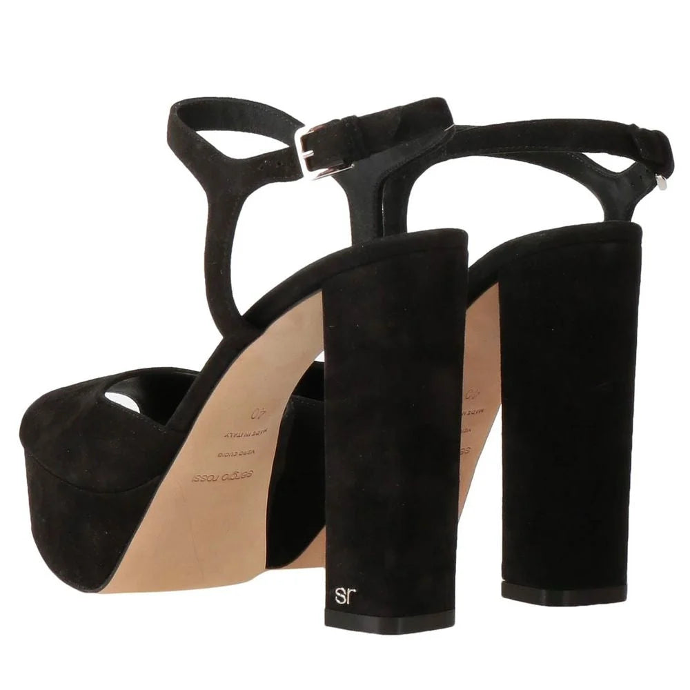 Sergio Rossi Black Velvet Sandal - EU41/US11 - Sandals