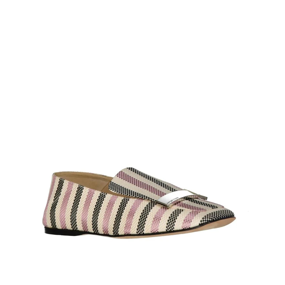 Sergio Rossi White Fabric Slip-On Loafers - EU39.5/US9.5