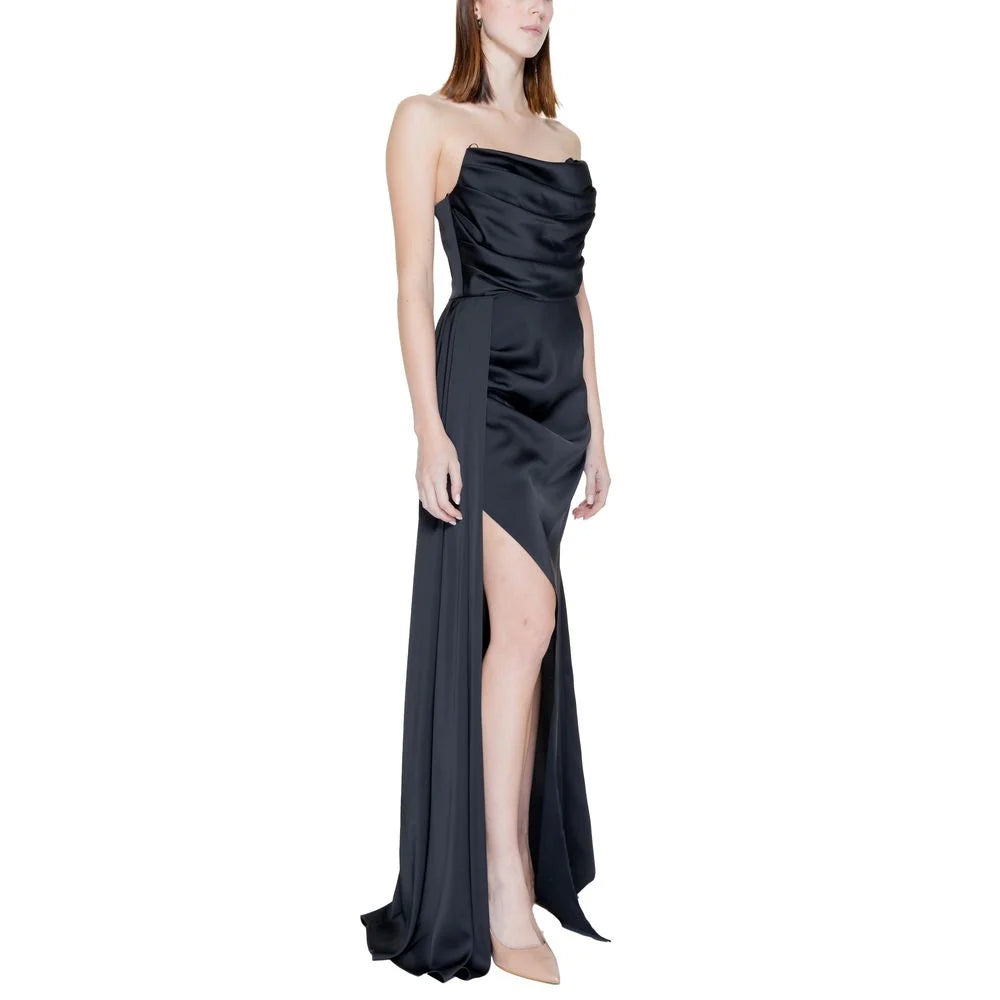 Silence Black Polyester Long Dress - IT40|S