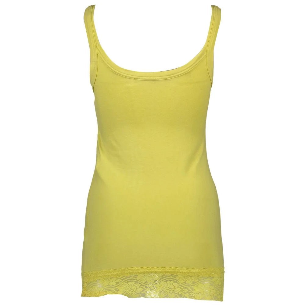 Silvian Heach Yellow Cotton Womens Tank with Lace Detail - Tank Tops