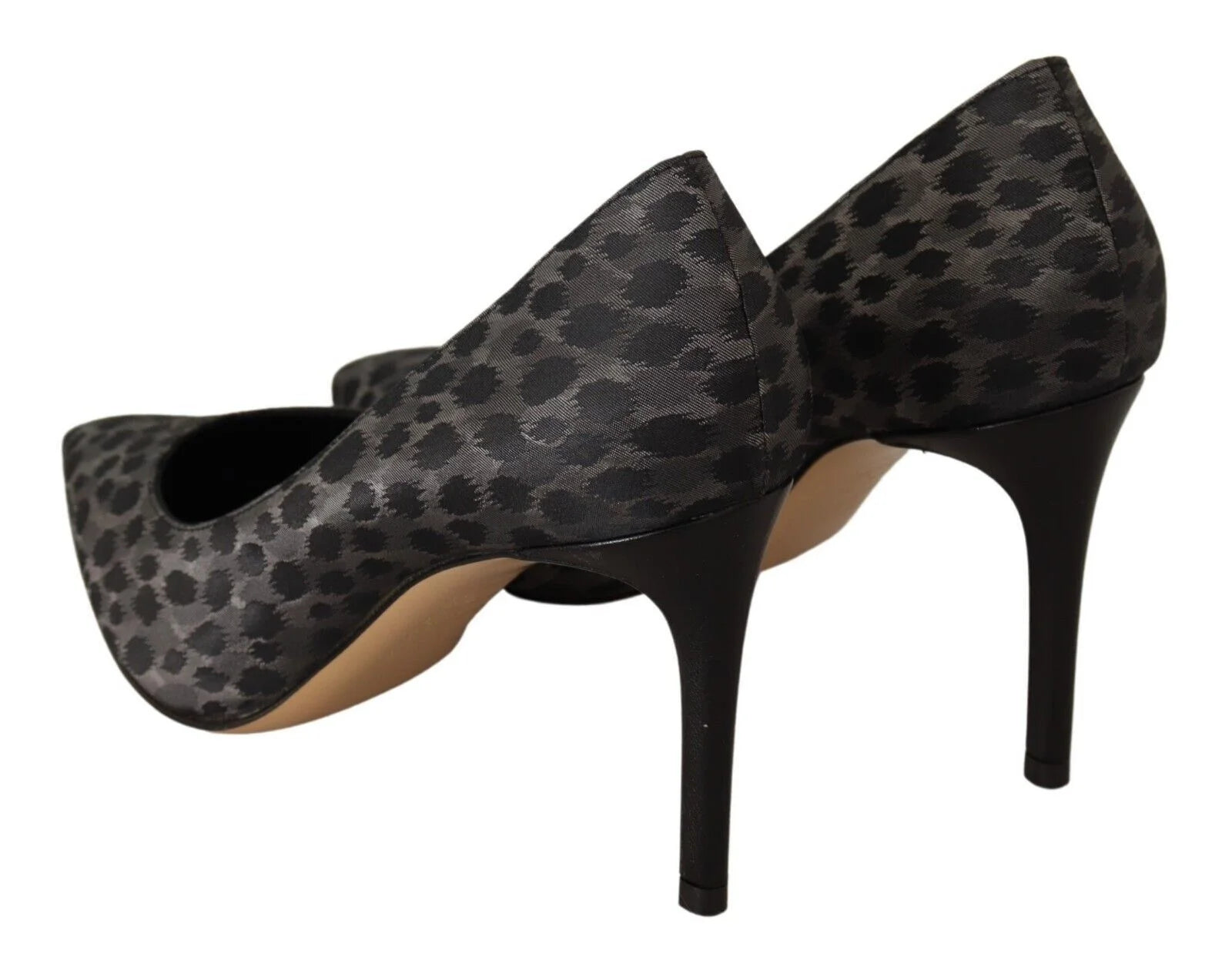 Sofia Black Leopard Leather Stiletto High Heels Pumps Shoes - EU39/US8.5 - Heels