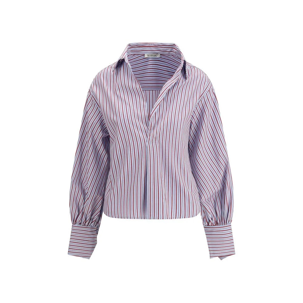 SOSUE Blue Cotton Pattern Shirt - L