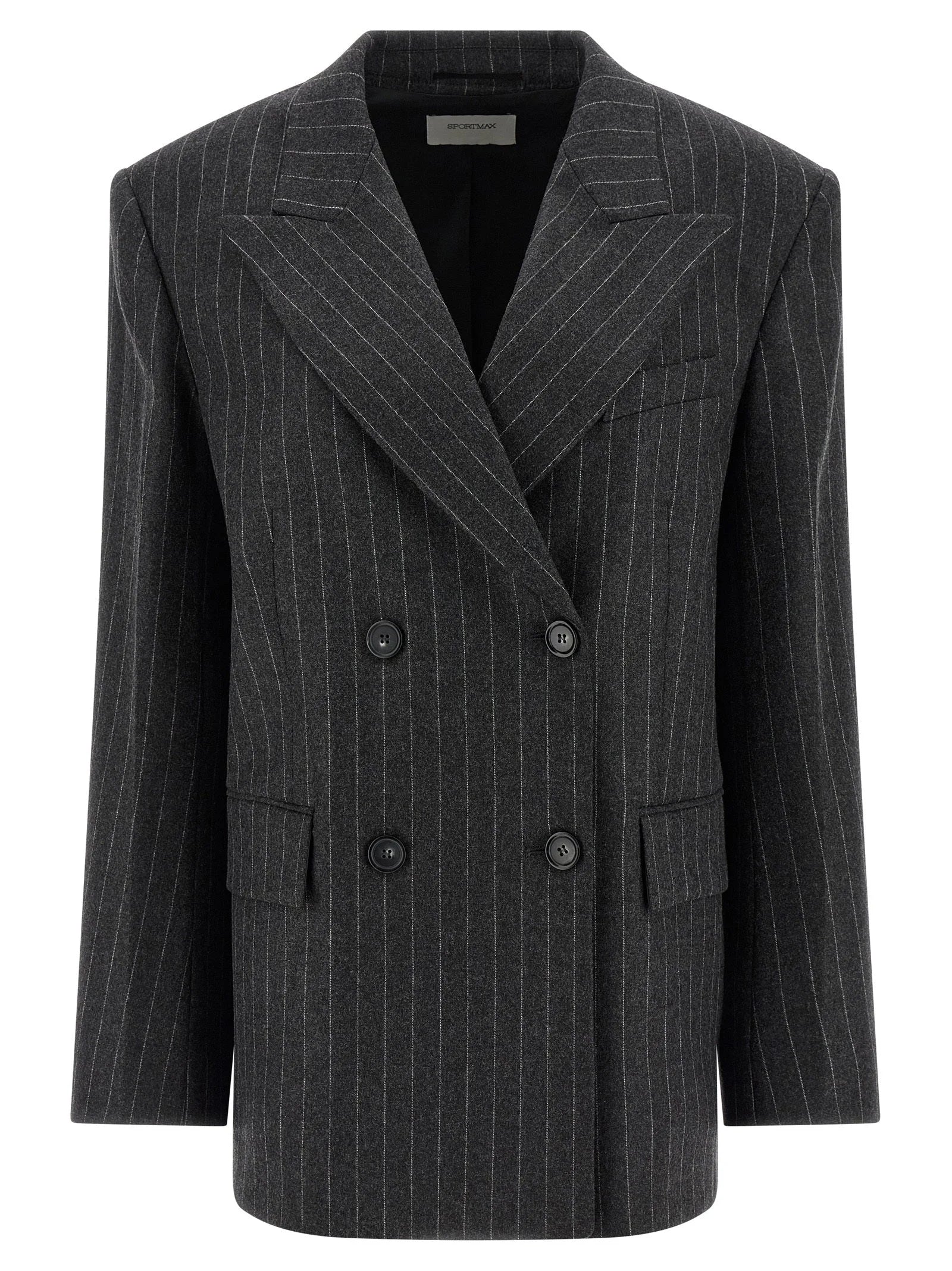 Sportmax Gray Virgin Wool Blazer - IT42
