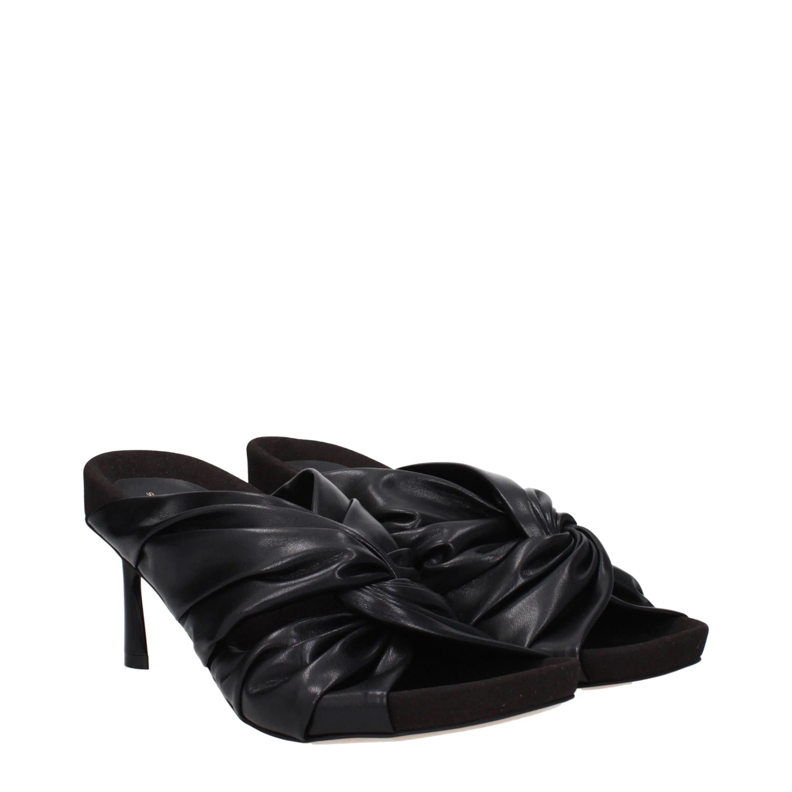Stella McCartney Black Leather Stiletto Heels Sandals - Sandals