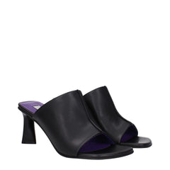 Stella McCartney Black Leather Stiletto Heels Sandals