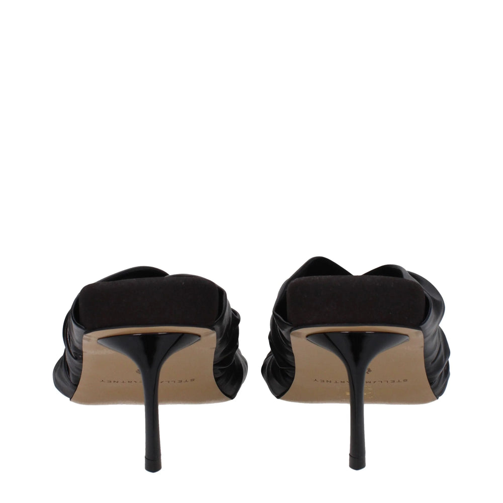 Stella McCartney Black Leather Stiletto Heels Sandals - Sandals