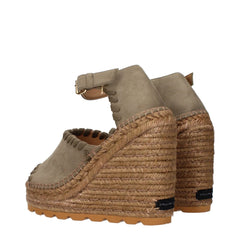 Stella McCartney Green Leather Wedges Sandals