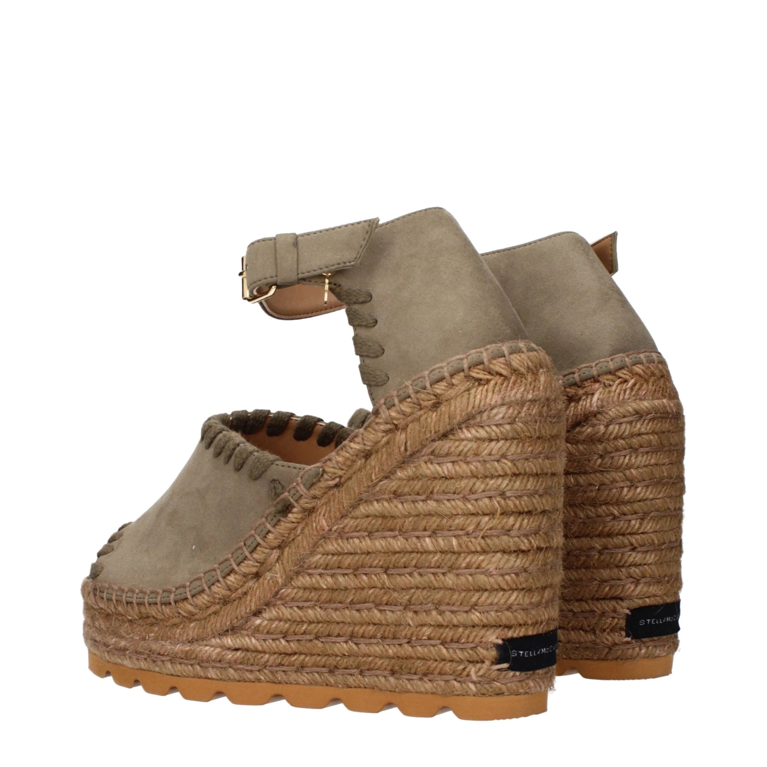 Stella McCartney Green Leather Wedges Sandals