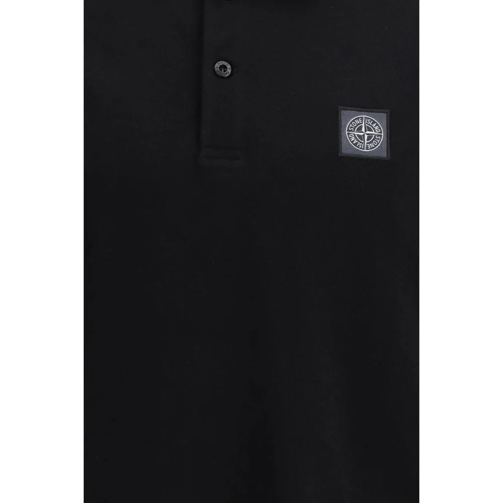 Stone Island Black Cotton Polo Shirt