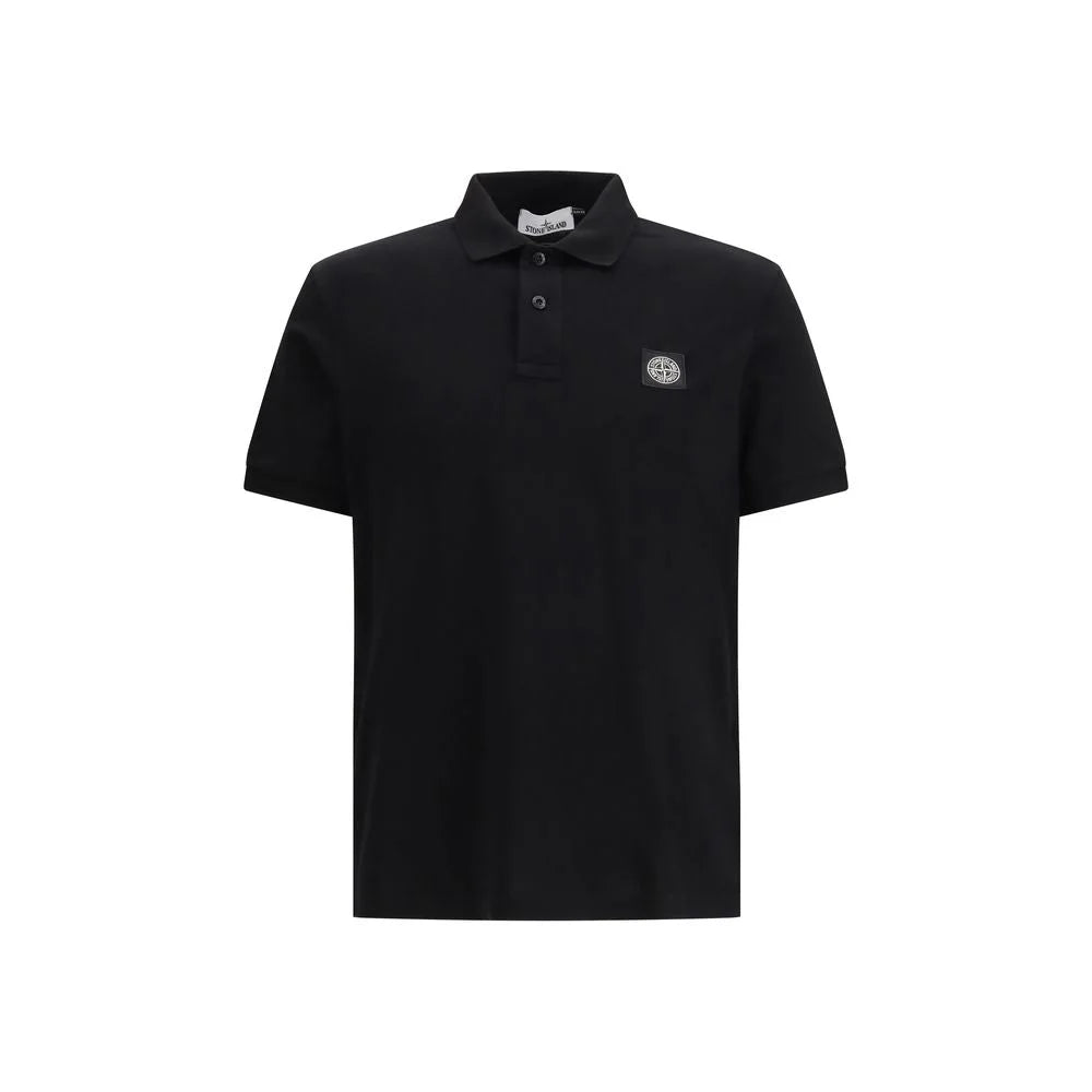Stone Island Black Cotton Polo Shirt