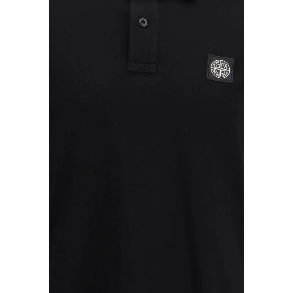 Stone Island Black Cotton Polo Shirt