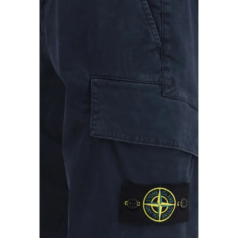 Stone Island Blue Cotton Bermuda Shorts - W30