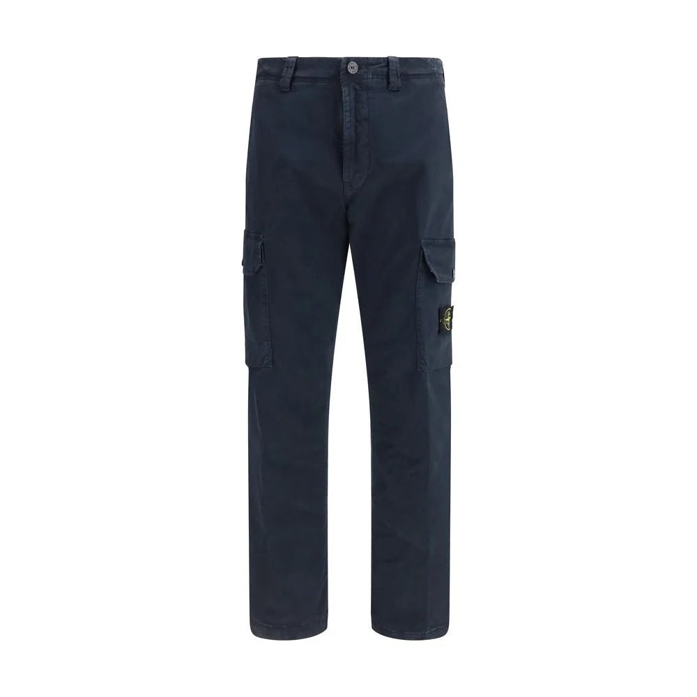 Stone Island Modré kalhoty cargo z bavlny