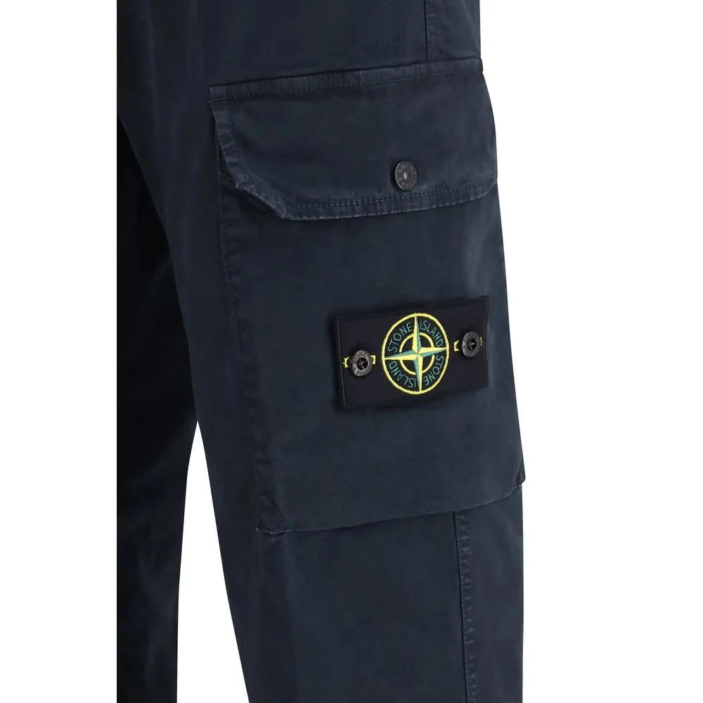 Stone Island Modré kalhoty cargo z bavlny