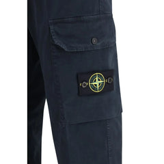 Stone Island Modré kalhoty cargo z bavlny