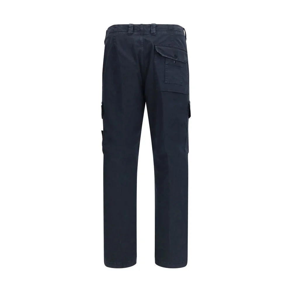 Stone Island Modré kalhoty cargo z bavlny
