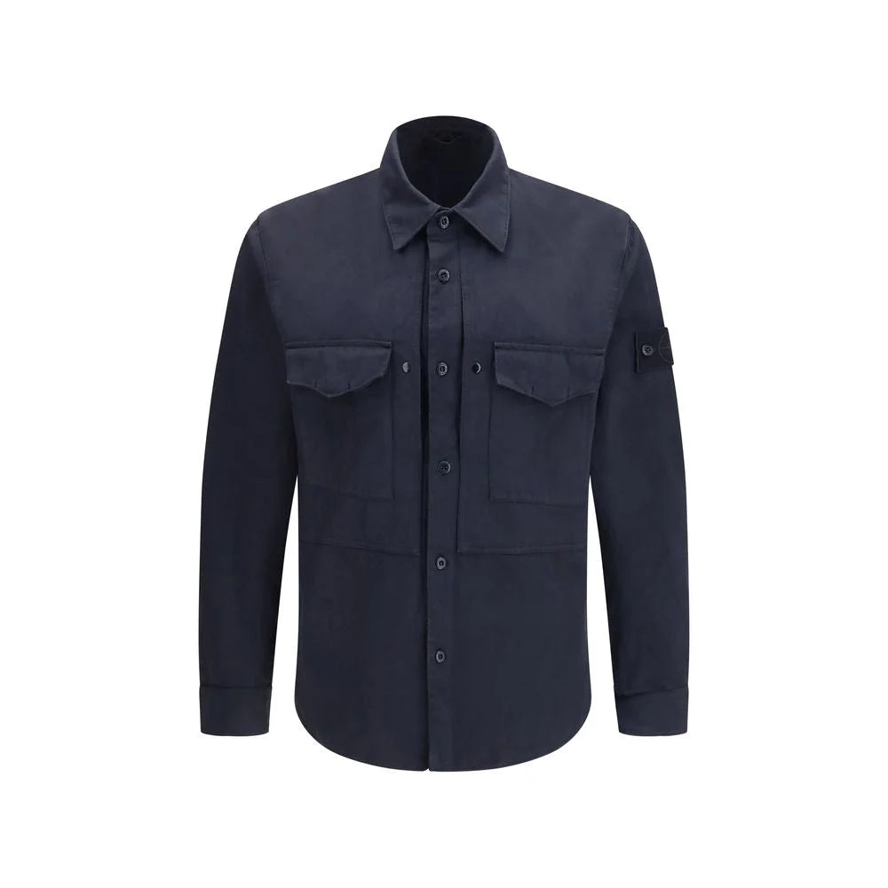 Stone Island Blue Cotton Jackets And Coat - M