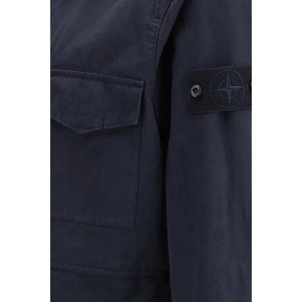 Stone Island Blue Cotton Jackets And Coat - M