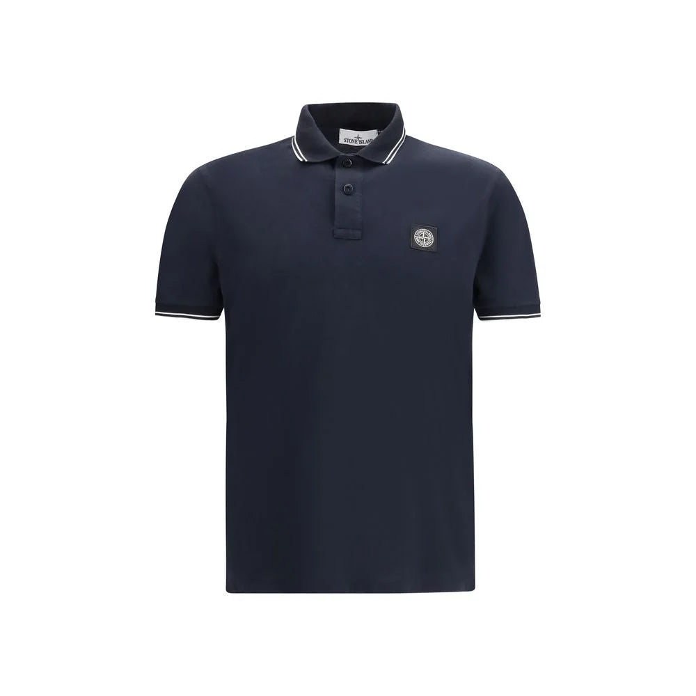 Stone Island Blue Cotton Polo Shirt - M