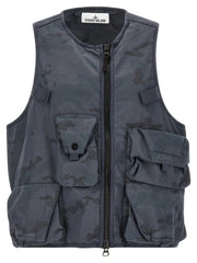 Stone Island Blue Cotton Sleeveless Jacket - M