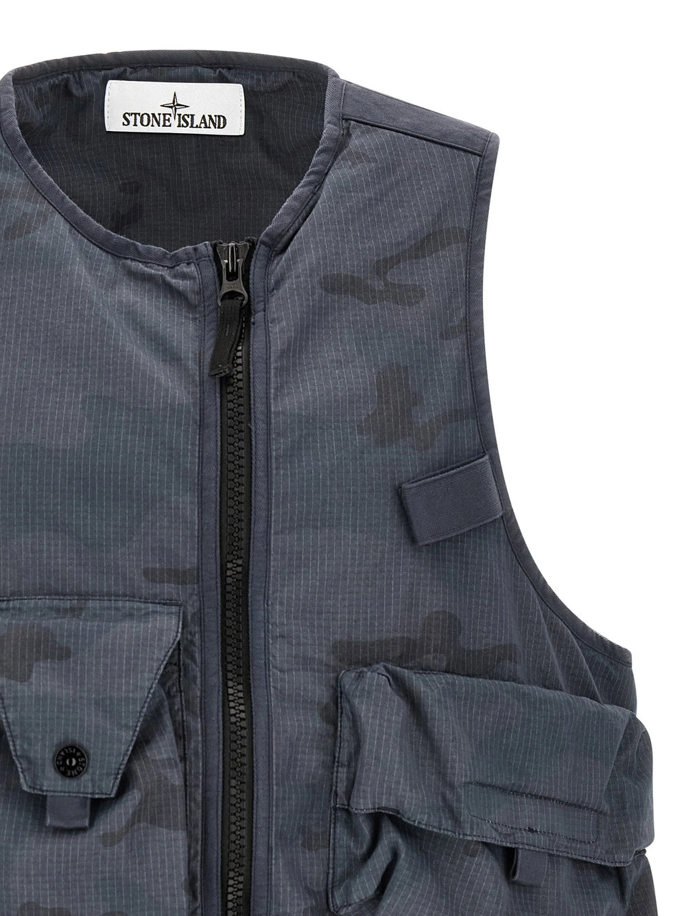 Stone Island Blue Cotton Sleeveless Jacket - M