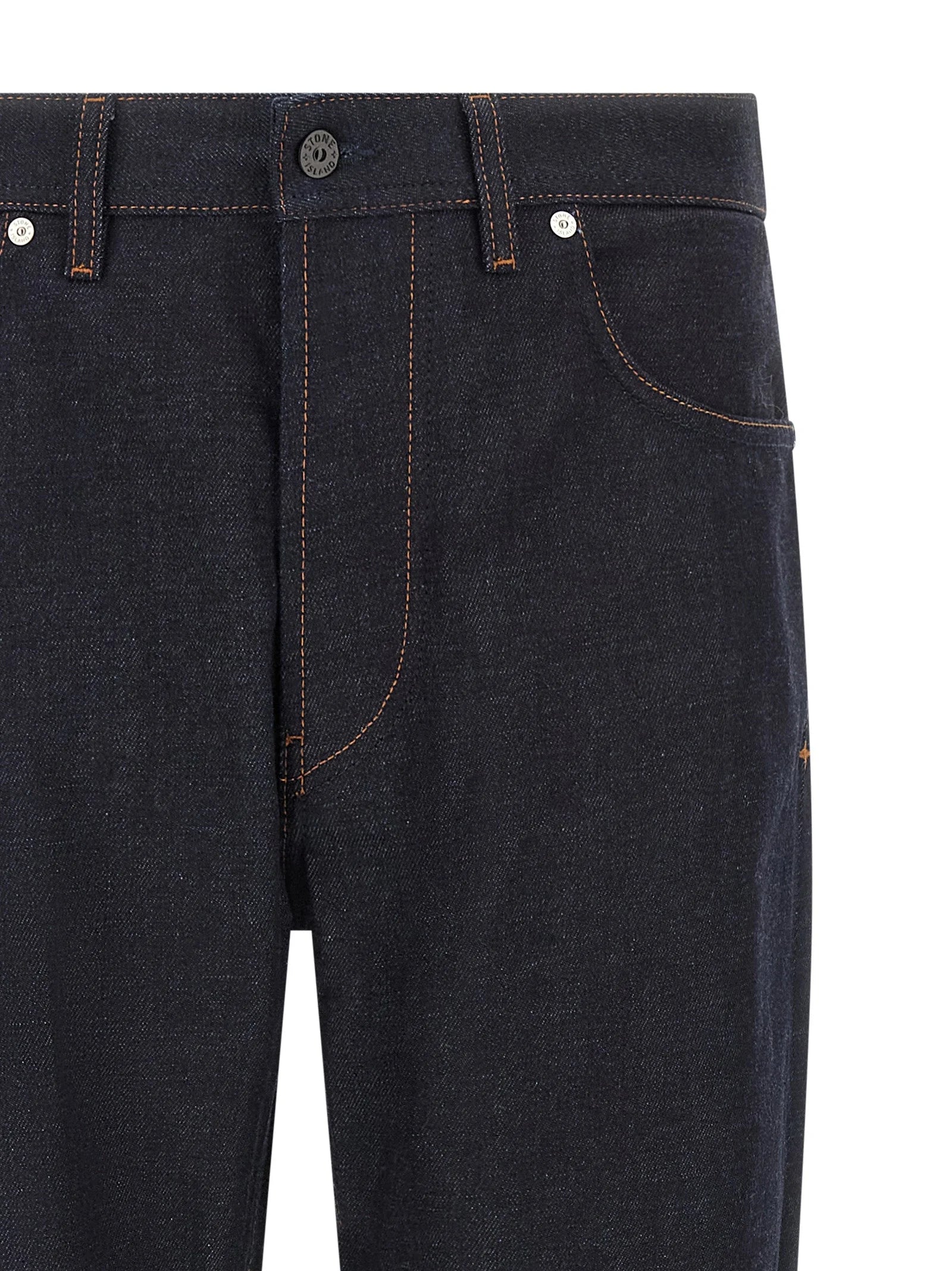 Stone Island Blue Cotton Straight-Leg Jeans
