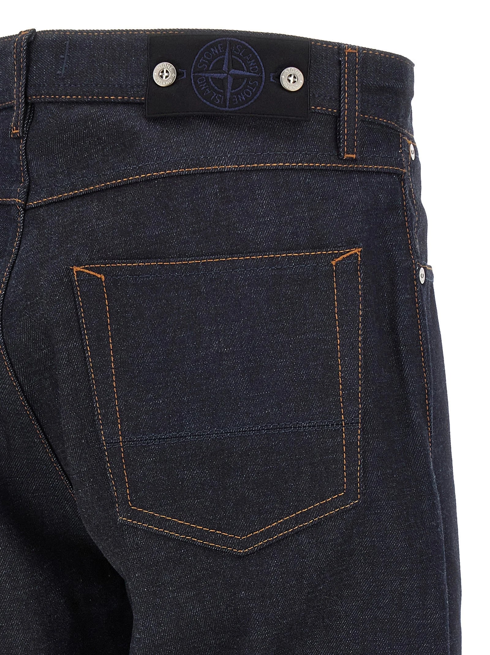 Stone Island Blue Cotton Straight-Leg Jeans