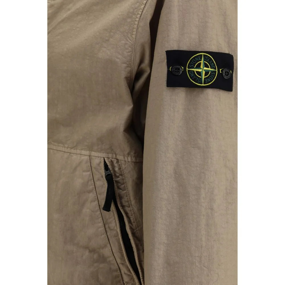 Kabát Stone Island, hnedý polyamid