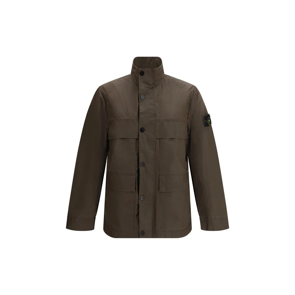 Stone Island Brown Polyester Coat - M