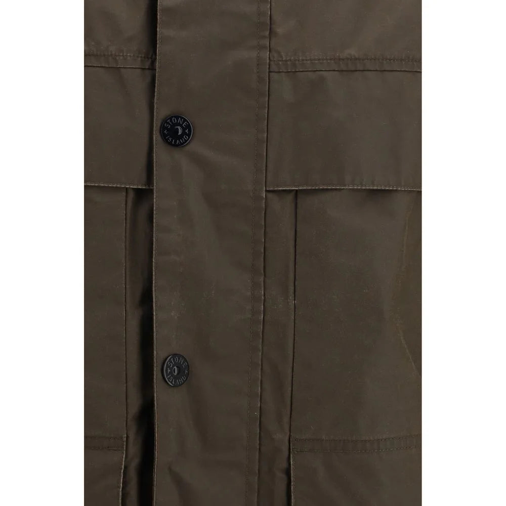 Stone Island Brown Polyester Coat - M