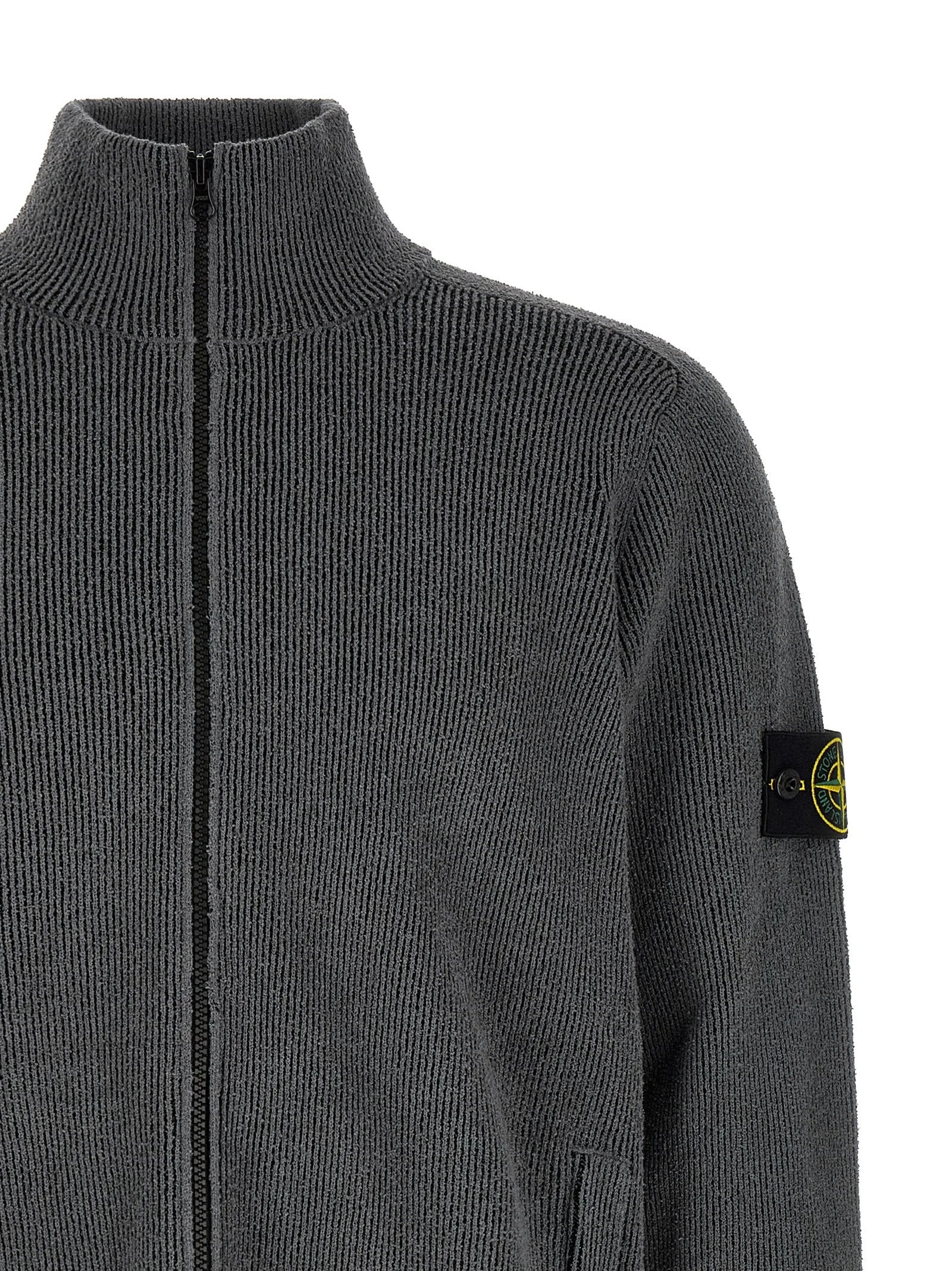 Stone Island Gray Cotton Cardigan - M